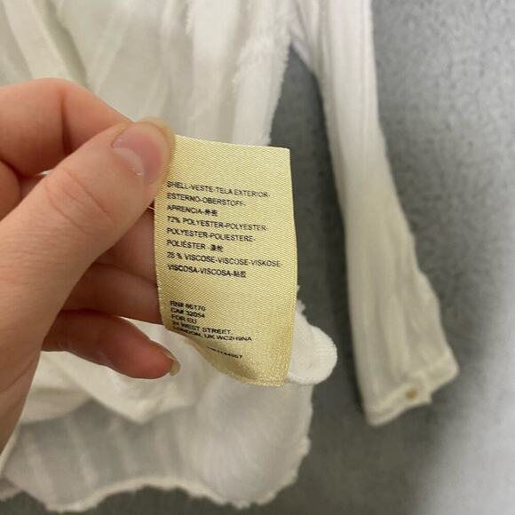 Maeve Anthropolgie Audre textured top long sleeve button cuff minimalist vneck M - Picture 7 of 13